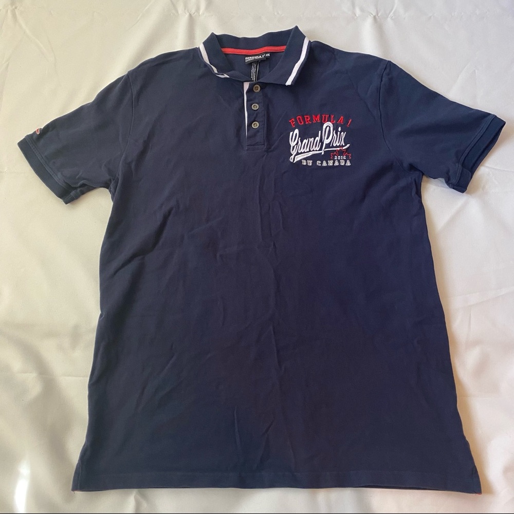 Formula One blue polo shirt embroidered logo Formula 1 Grand Prix 2016 Racing